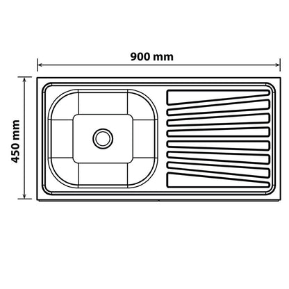 Parker Stainless | Stainless Steel Sit On Kitchen Sink | Single Bowl 45X90