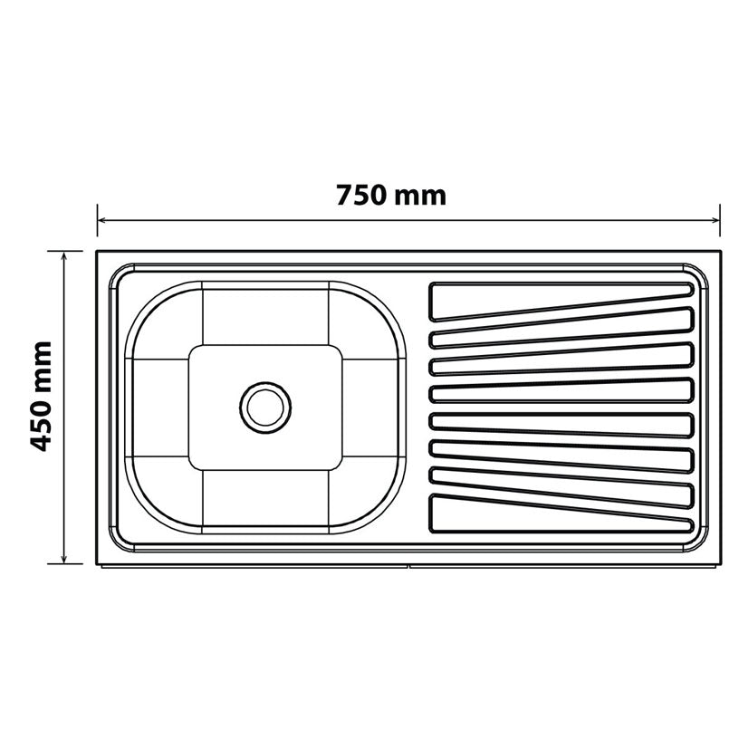 Stainless Steel Sit On Sink 45X75 (Single)