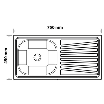 Stainless Steel Sit On Sink 45X75 (Single)