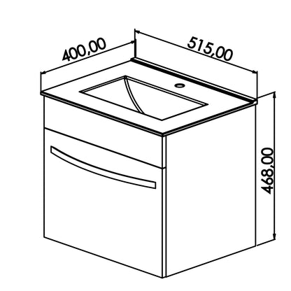 Denver Indy-500 Wall Vanity 1 Drawer Alpine White DIY