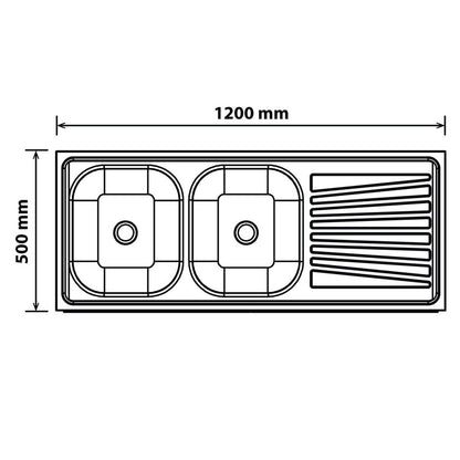 Stainless Steel Sit On Sink 50X120 (Double)