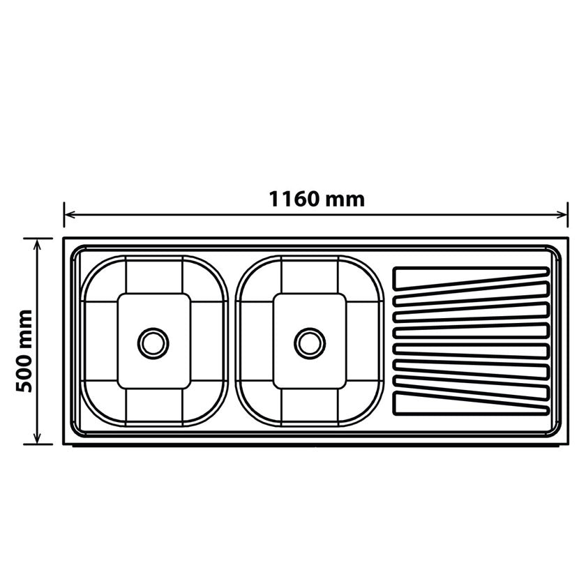 Stainless Steel Sink 50*116 Double Bowl Drop In