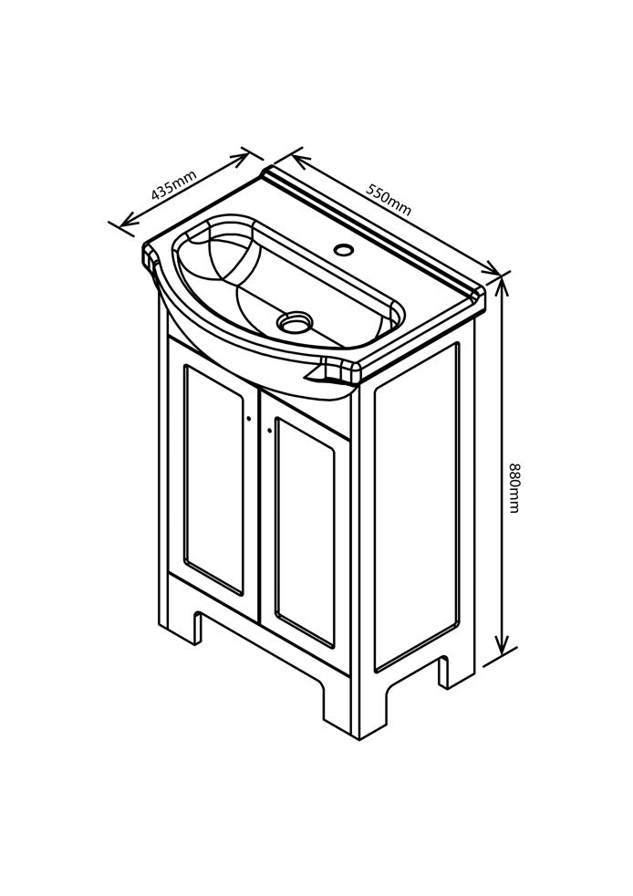 Denver  Contemporary Vanity Cabinet 550 2Door White