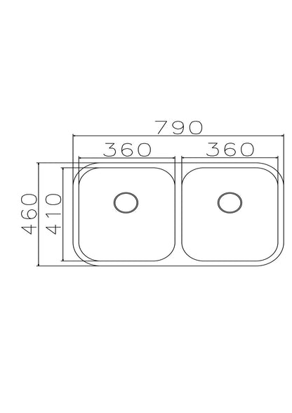 Parker Stainless Steel Sink | AS81 Linen Stainless Steel Sink Double Bowl 79x46 Undermount