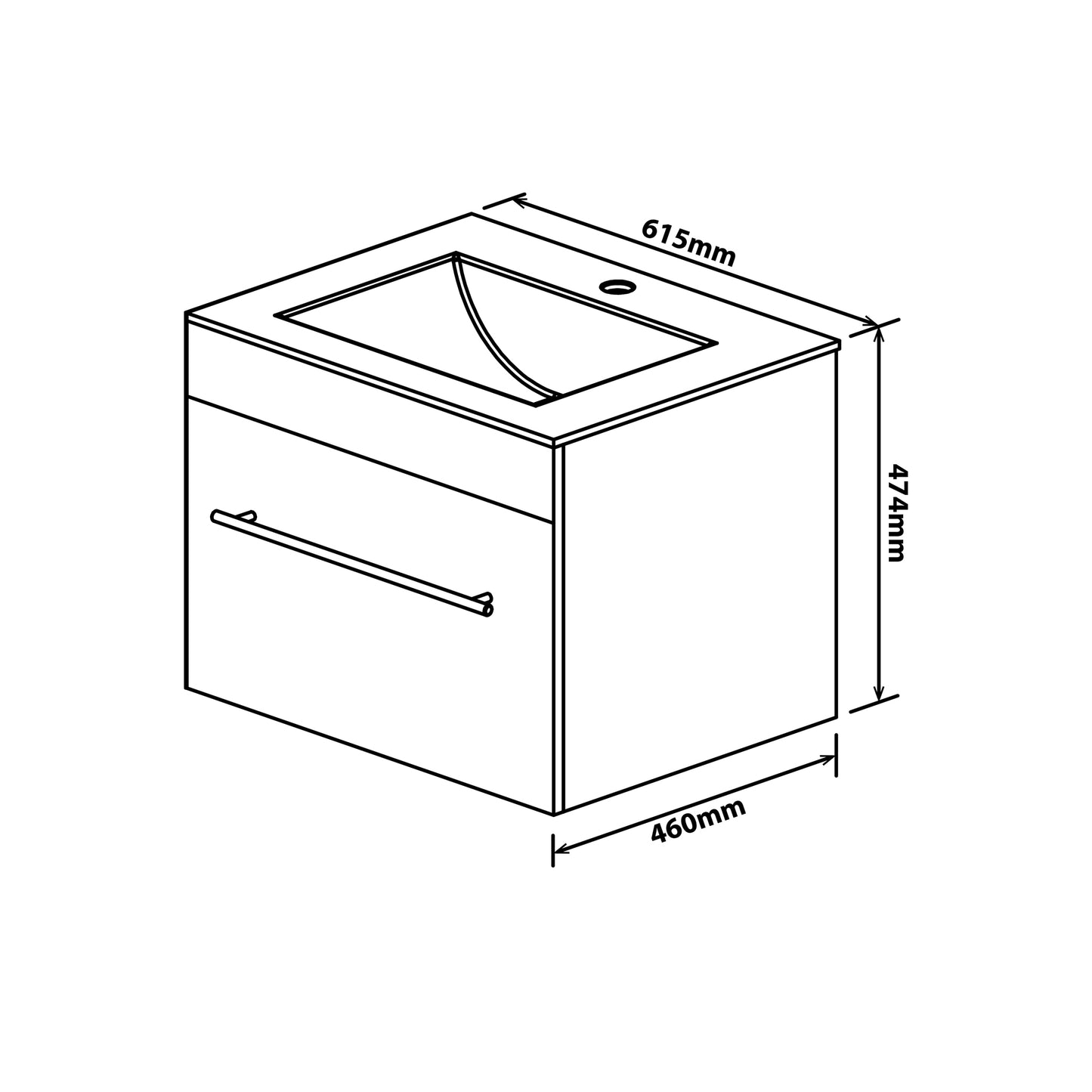 Denver Marlene 600 Wall Mount 1 Drawer White