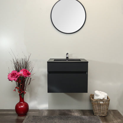 Marlene 600 BI Soft Close MATT BLACK | Polymarble Black Basin