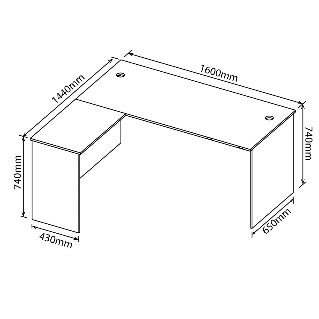 Denver Office Desk L Shape | 1600 | Chobe