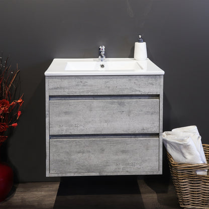 Stylo Deluxe | Double Drawer Floating Bathroom Vanity Cabinet  | Natural Concrete