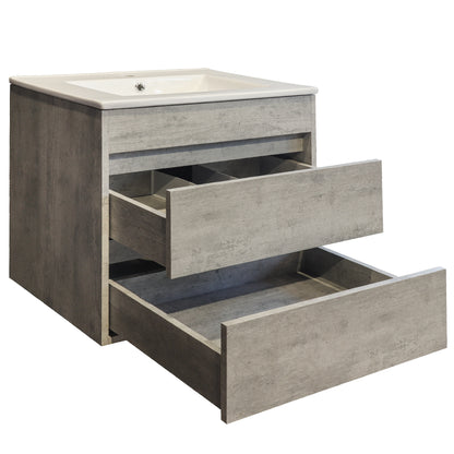 Stylo Deluxe | Double Drawer Floating Bathroom Vanity Cabinet  | Natural Concrete