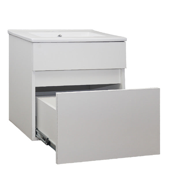 Denver Stylo Compact Floating Bathroom Vanity | Matt White | 500