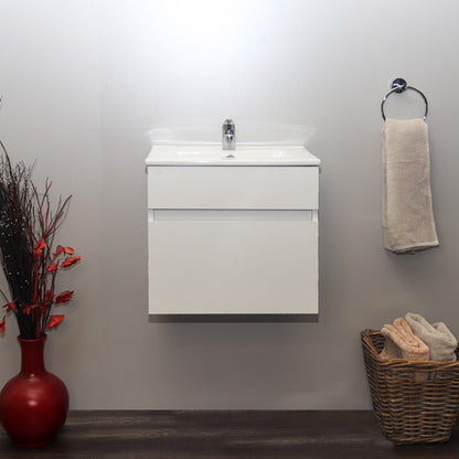 Denver Stylo Compact Floating Bathroom Vanity | Matt White | 500