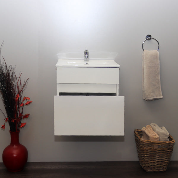 Denver Stylo Compact Floating Bathroom Vanity | Matt White | 500