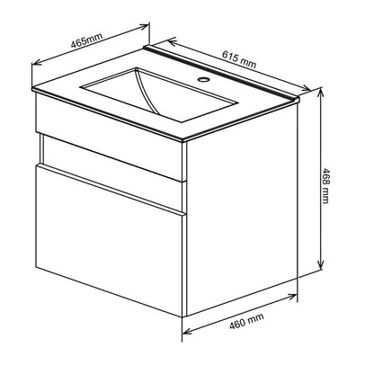 Stylo Floating Bathroom Vanity Cabinet with White Ceramic Basin | Washed Shale