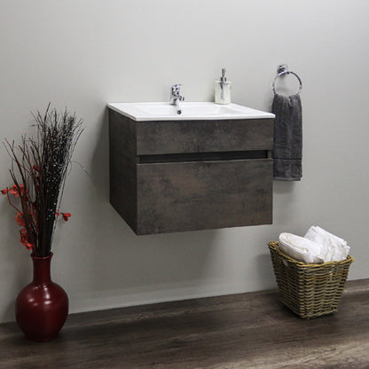 Stylo Floating Bathroom Vanity Cabinet with White Ceramic Basin | Oxide