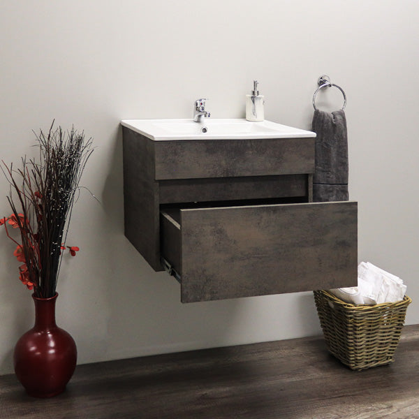 Stylo Floating Bathroom Vanity Cabinet with White Ceramic Basin | Oxide