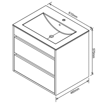 Stylo deluxe | Double Drawer Floating Bathroom Vanity Cabinet | Washed Shale