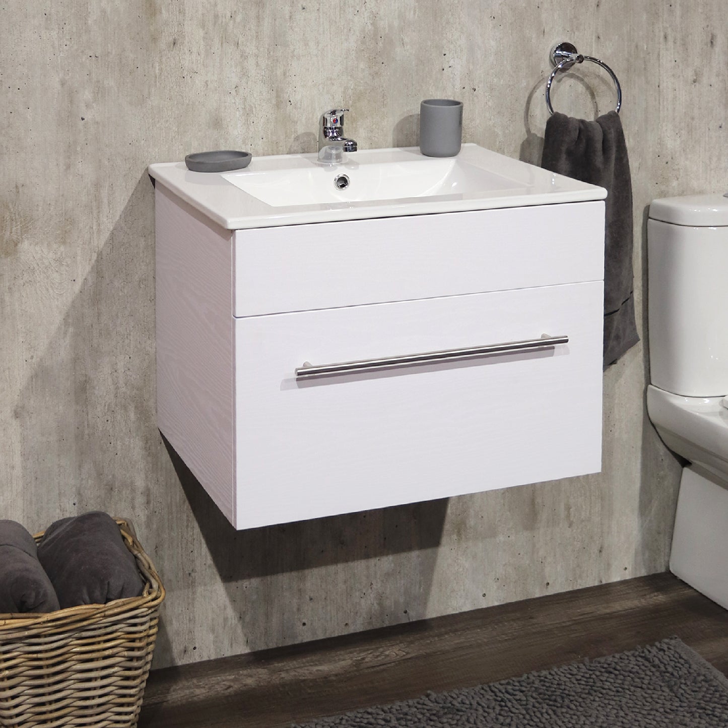 Denver Indy-500 Wall Vanity 1 Drawer Alpine White DIY