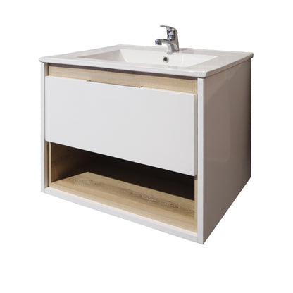 Celeste Floating Bathroom Vanity 600 | Two Tone Finish with High Gloss White Cabinet