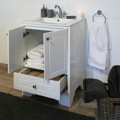 Victorian Bathroom Vanity Cabinet | Ceramic Basin | White