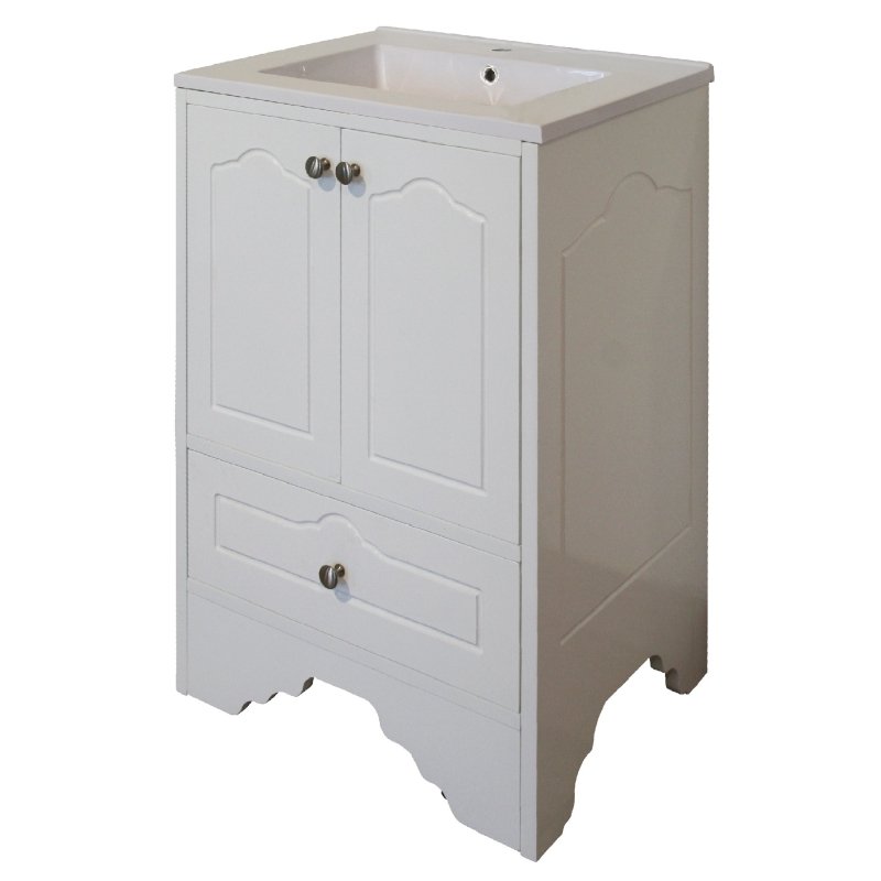 Victorian Bathroom Vanity Cabinet | Ceramic Basin | White