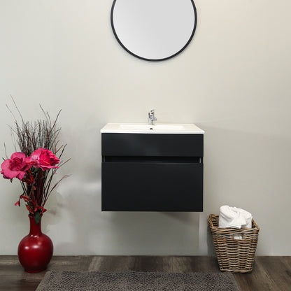 Marlene 600 BI Soft Close MATT BLACK | White Ceramic Basin